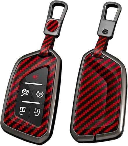 ontto Funda inteligente para llavero con control remoto para Cadillac CT5 CT6 XTS XT4 XT5 ATS 2020 en adelante, textura de carbono y carcasa de