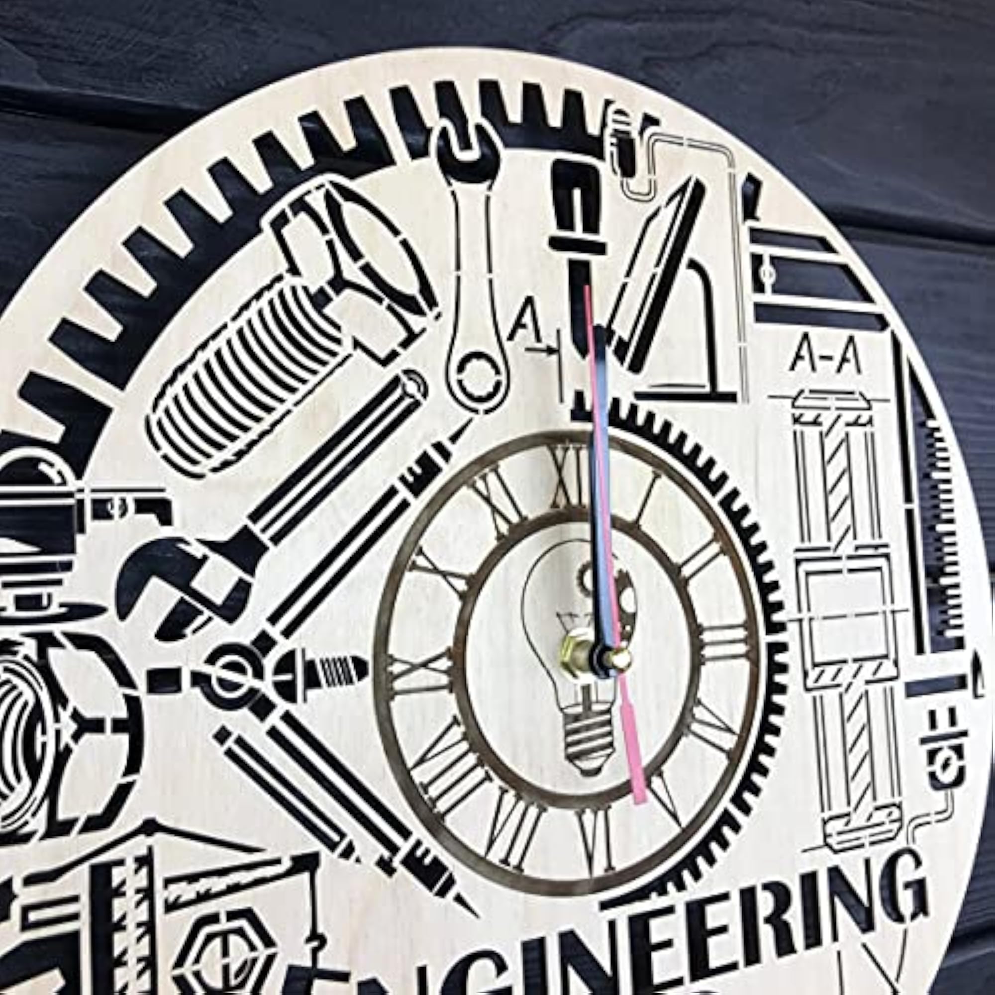 Engineering Wall Clock Wood Home Decor