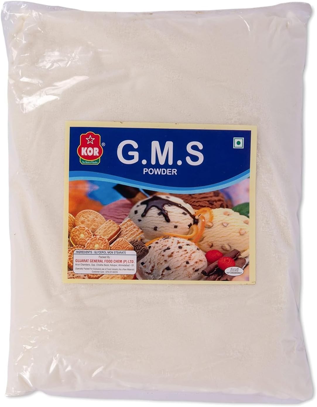 - KOR GMS Powder For Ice Cream (Glycerol Monostearate)/Food Grade Improves Cake Texture, Bread Softness & Ice Cream Stability/Soft, Smooth and Creamy/Raising Ingredient Powder/800 gm