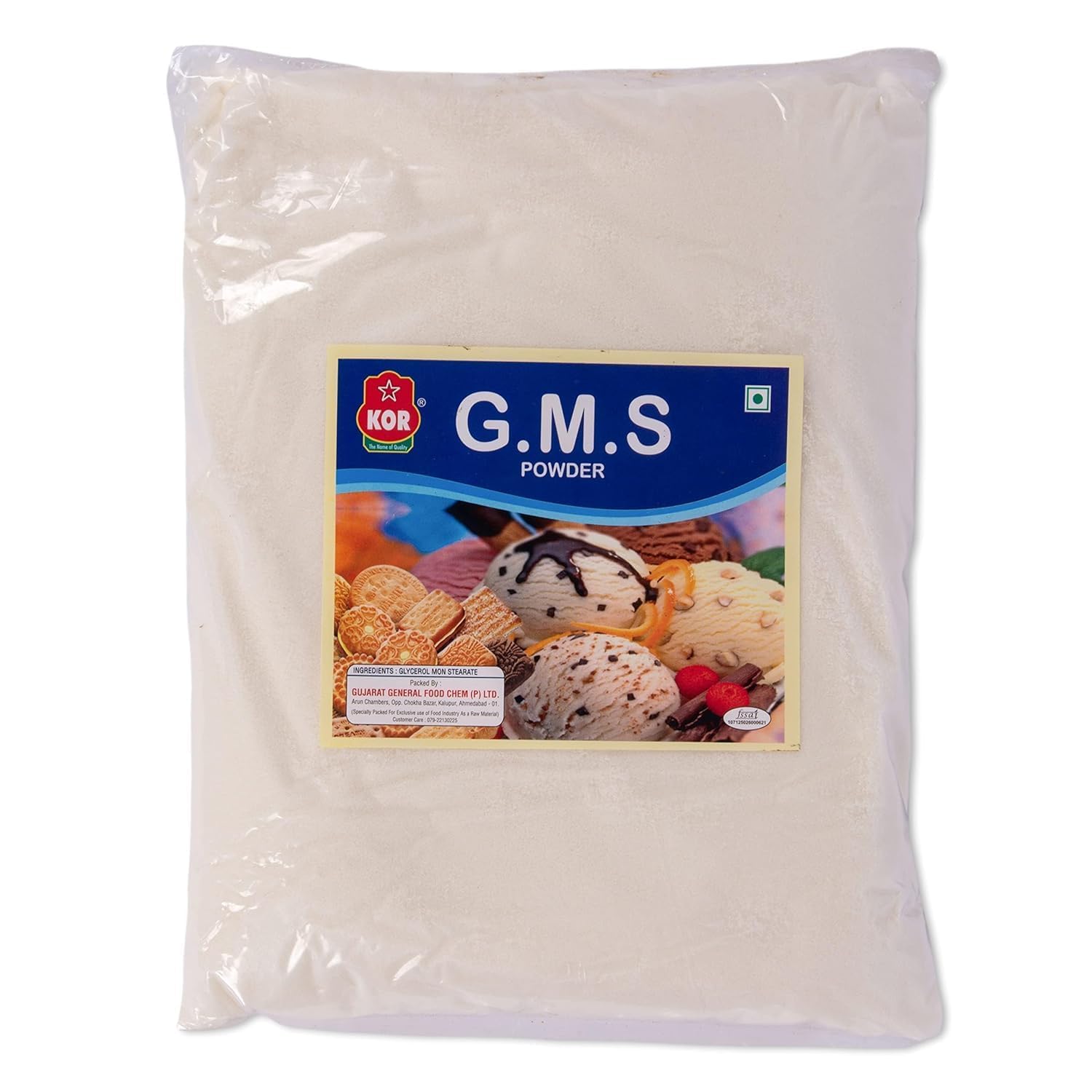 - KOR GMS Powder (Glycerol Monostearate) - 800g (Pack Of 1) / Making for Soft, Smooth and Creamy, Instant Cake Premixes and Ice Creams | Raising Ingredient Powder