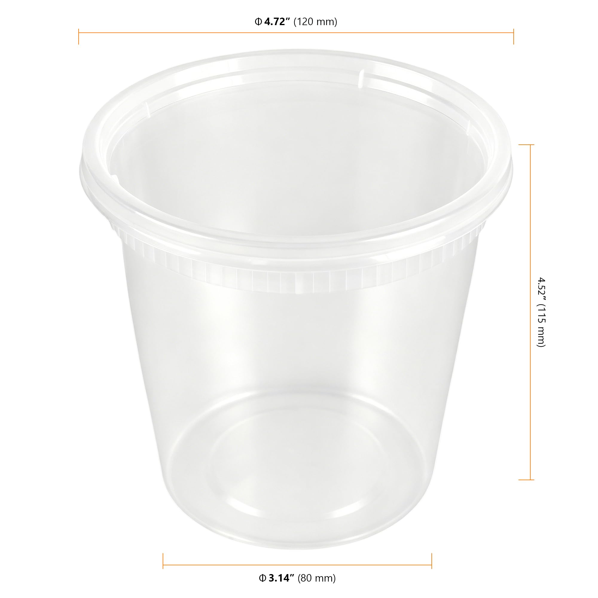 SEUNMUK 48 recipientes redondos de plástico con tapas, recipientes reutilizables de almacenamiento de sopa de 24 onzas, vasos de delicatessen a prueba de fugas, recipiente redondo para preparación de