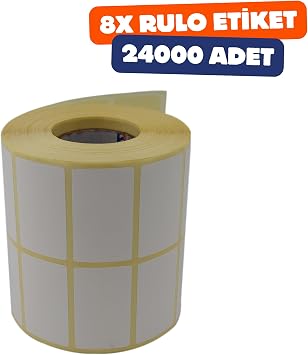 Eco Thermal Roll Label, 50mm x 30mm 24000 Pieces 8 Rolls Side by Side 2 Rolls Wrapped Rolls 40mm Skittle Diameter Compatible with barcode printers, Can be printed without using ribbon