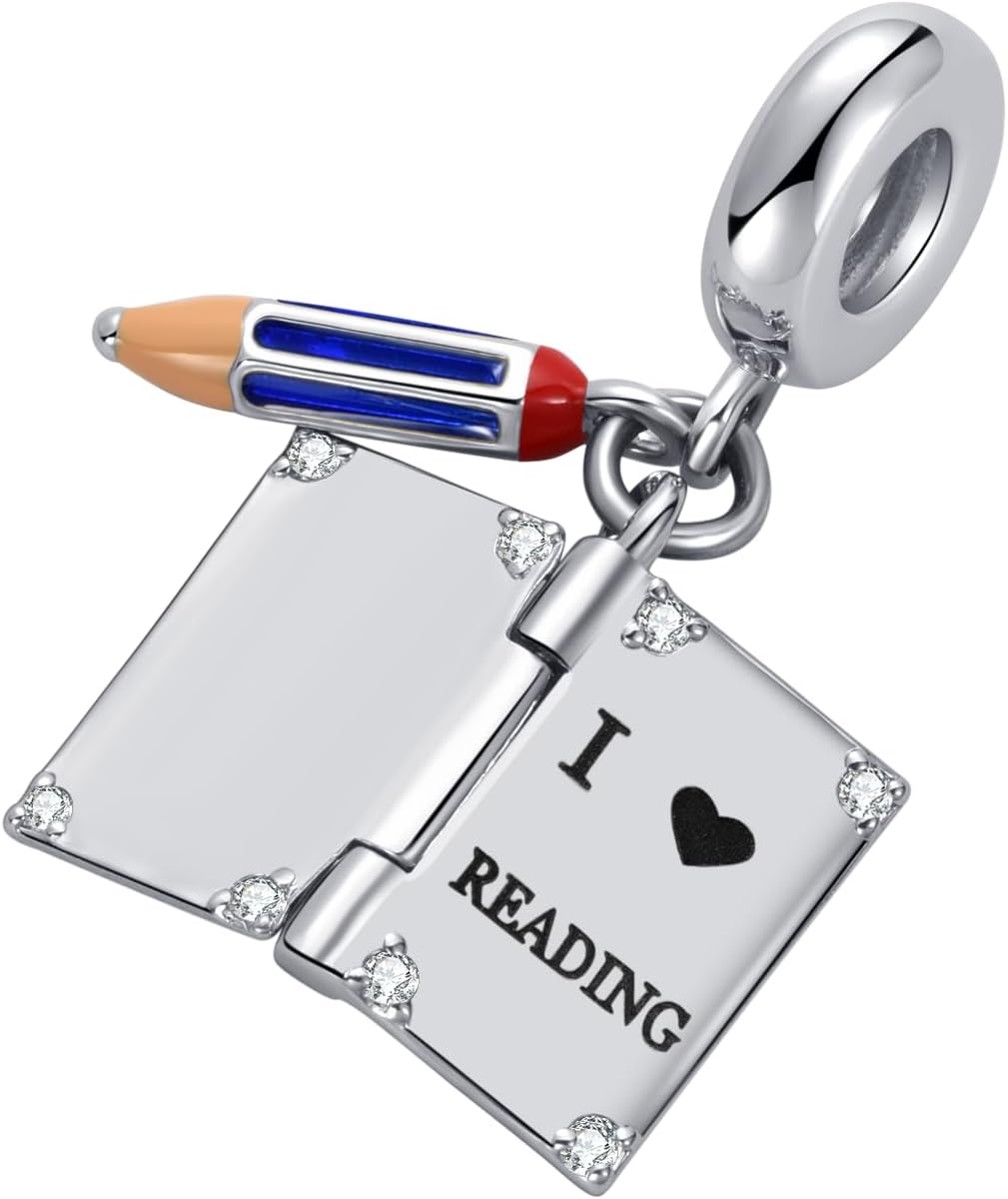 Openable Knowledge is Power I Love Reading Book Pencil Charm Compatible with Pandora Charms Bracelets Graduation Gift for Daughter Sister Granddaughter Birthday - Image 3