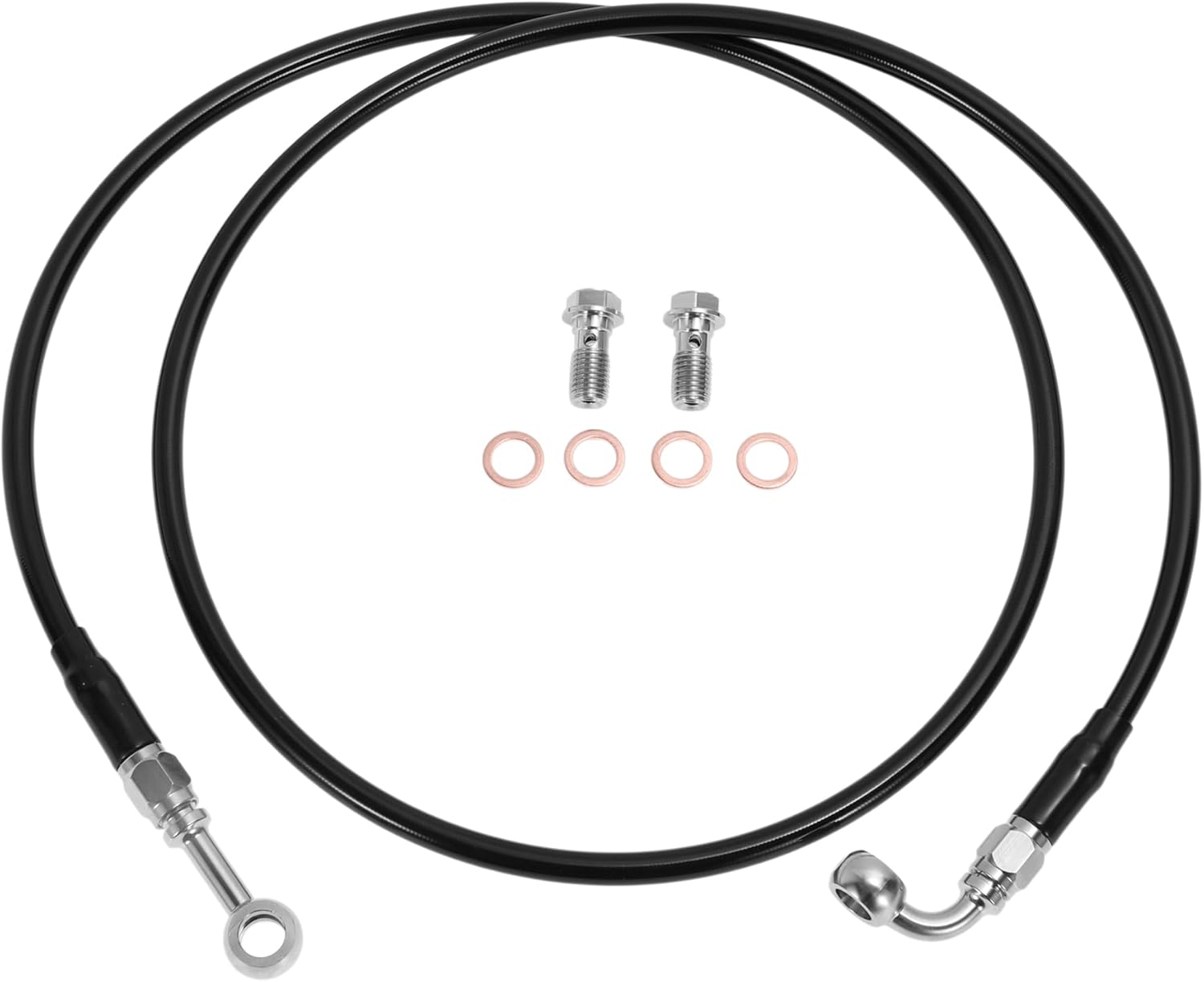 53.5In Hydraulic Front Brake Line Kit for 16-18In Handlebar Hydraulic Brake Line for Harley Softail Custom FXSTC : 2000–2010 No.42317-06A Black