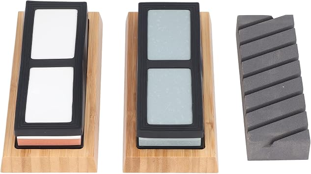 Sharpening Stone Set 400/1000 Grit 3000/8000 Grit Water Stones Non Slip Base Flattening Stone Included Professional Kit for Kitchen Knives Woodworking Tools