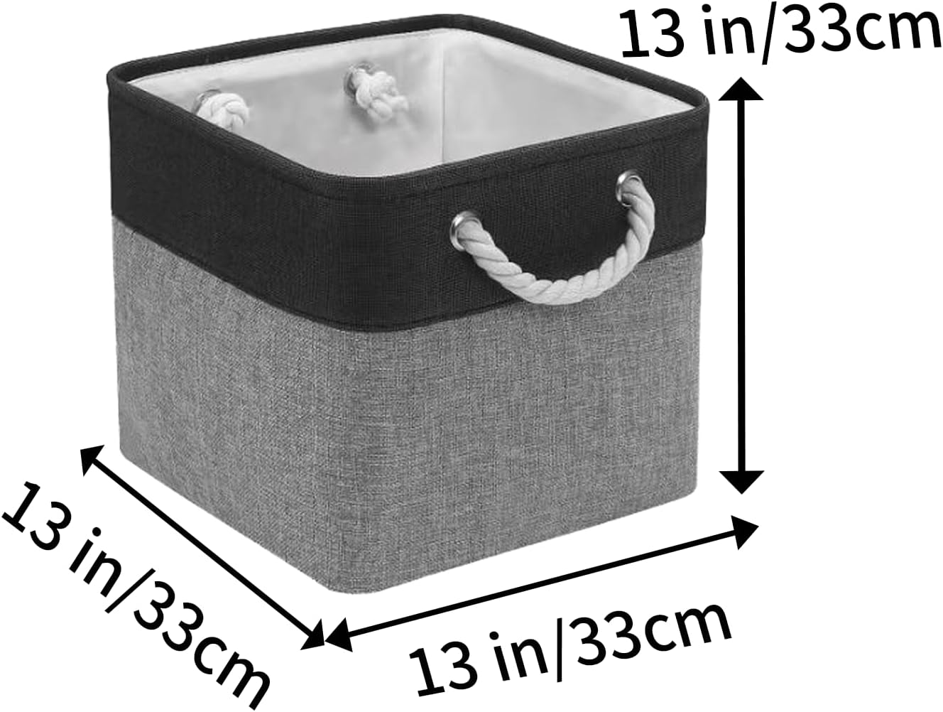 Fabric Storage Cubes 13 x 13, Collapsible Storage Bins for Shelf Baskets, Cube Storage Organizer White Green Bins with Cotton Handles, Foldable Storage Bin box, Cube Storage Bin 6 Pack