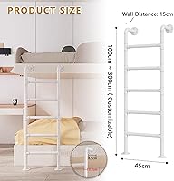 Vista 2 de White Bunk Bed Ladder for High Bed, Wrought Iron Loft Attic Ladder Wall Mounted Metal Step Ladder with Kit for Home/Small Spaces/Outdoor Rooftops