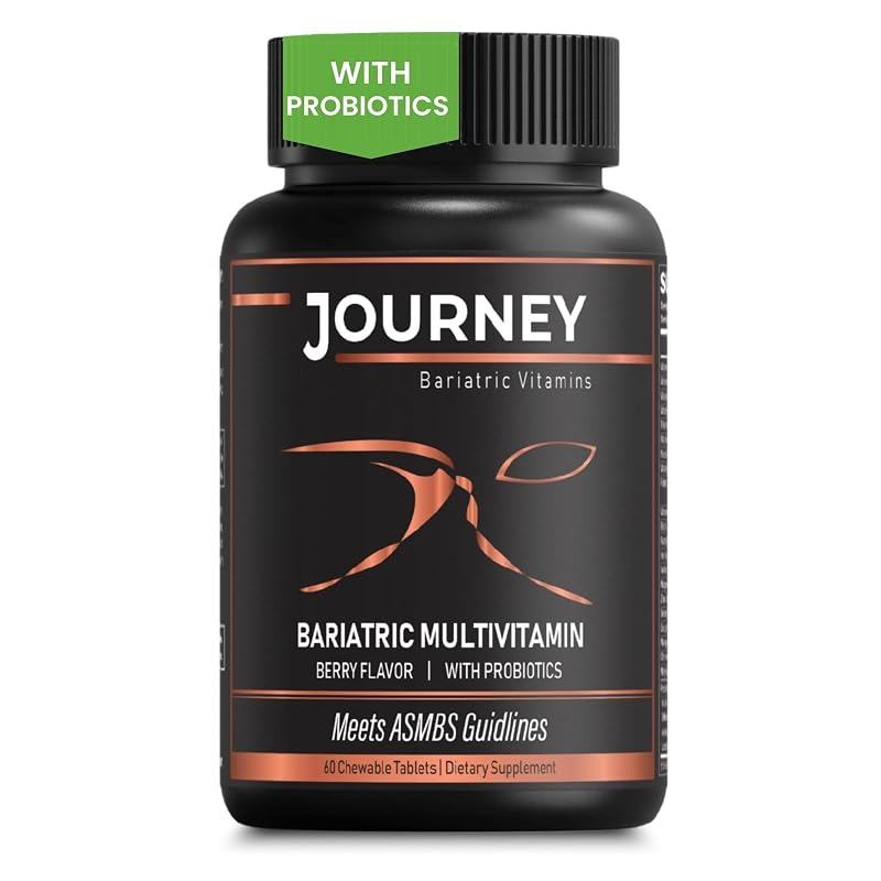 Journey Bariatric Vitamins Multivitamínico bariátrico mastigável com probióticos, biotina, folato, ferro e vitamina B12, 60 unidades