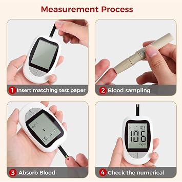 Blood Glucose Monitor Kit, High Accuracy Blood Sugar Test Kit with 50 Glucometer Strips, 50 Lancets, 1 Lancing Devices Diabetes Testing Kit, No Coding Required, Travel Size (1 Unit+50pcs Strips)
