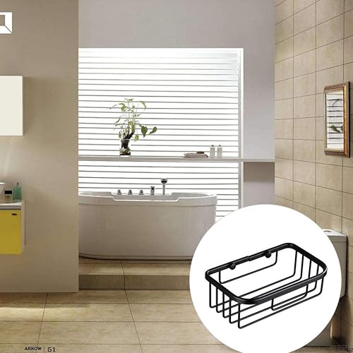 Miniatura 5 de Ventosa ducha baño pared estante de acero inoxidable cesta rectangular para champú grande ducha gel Tiolet soporte de papel negro