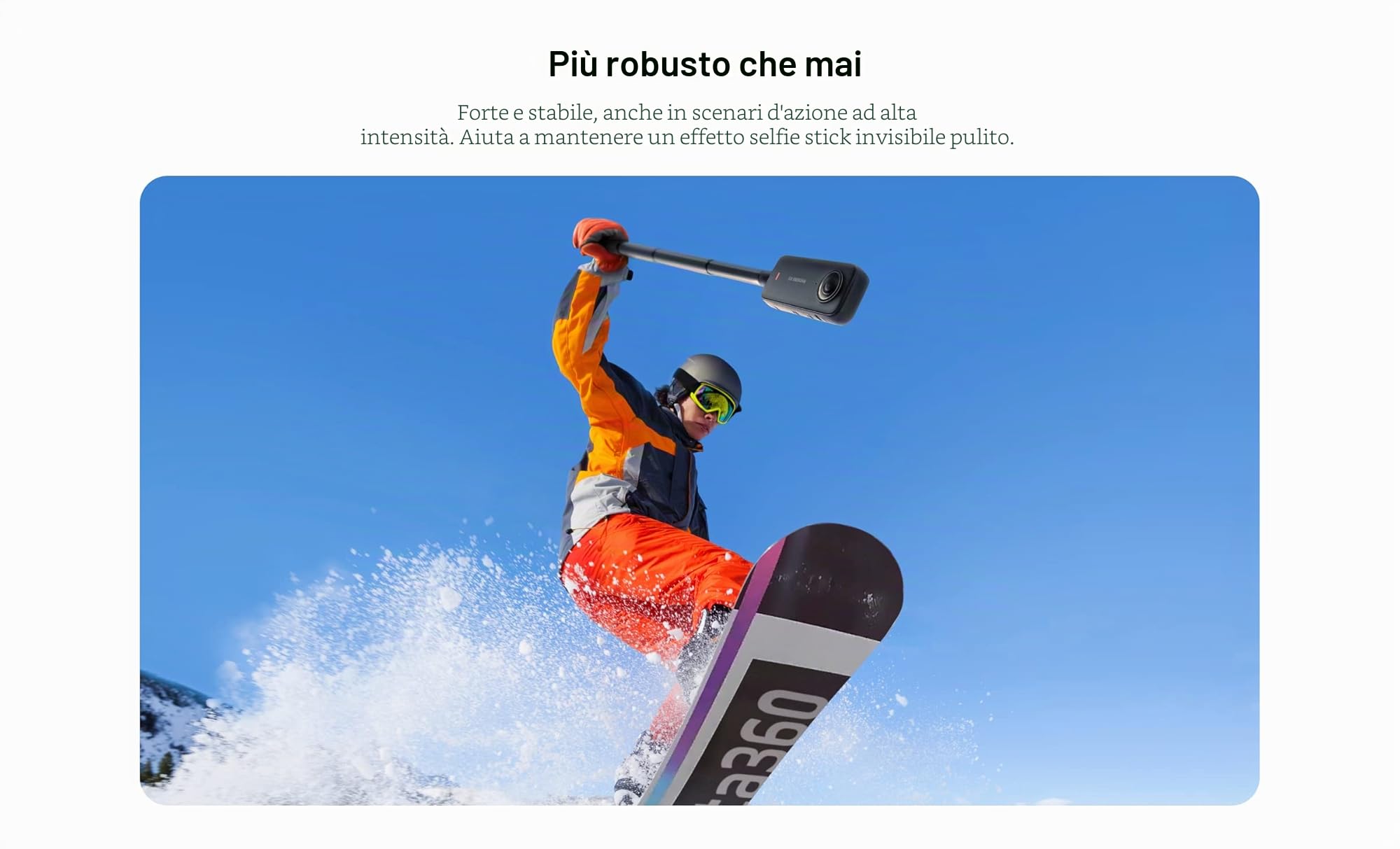 Insta360 Selfie Stick Invisibile da 114 cm, Super Leggero, Estensione Ultraresistente, Nero