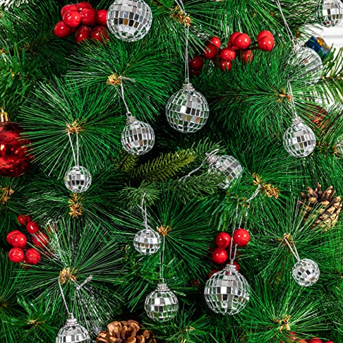 36 Pieces Mirror Disco Ball Silver Hanging Disco Ball Small Party Mirror Balls Cool Reflective Disco Ball Decor Christmas Tree Ornaments for Wedding Party Dance Music Festival, 3 Sizes