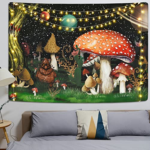 Boniboni Trippy Mushroom Tapestry Fantasy Moon Stars Tapestry Tree Of Life Tapestry Colorful Monster And Plants Tapestry Wall Hanging For Room(51.2 X 59.1 Inches) #TOP2