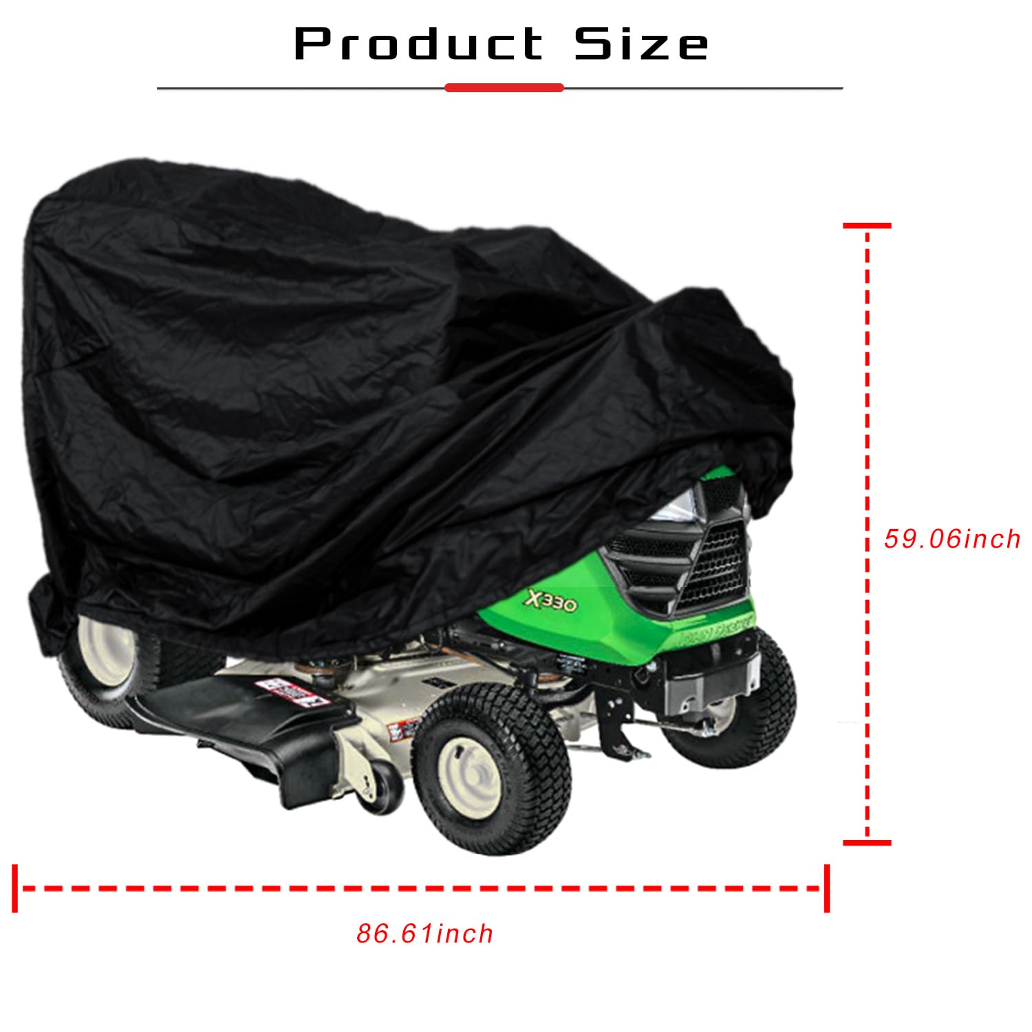 LP93647 Schwere Aufsitzrasenmäherabdeckung für John Deere X300 – X700 Serie Aufsitzmäher 330D Oxford-Gewebe Regenschutz vor Staub, Schmutz, Schnee, Regen, Sonnenstrahlen, Allwetterschutz