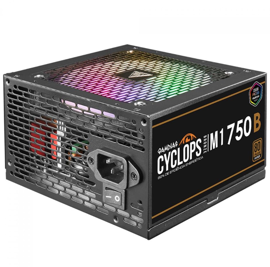 FONTE GAMER GAMDIAS CYCLOPS M1-750B RGB 750W 80 PLUS BRONZE