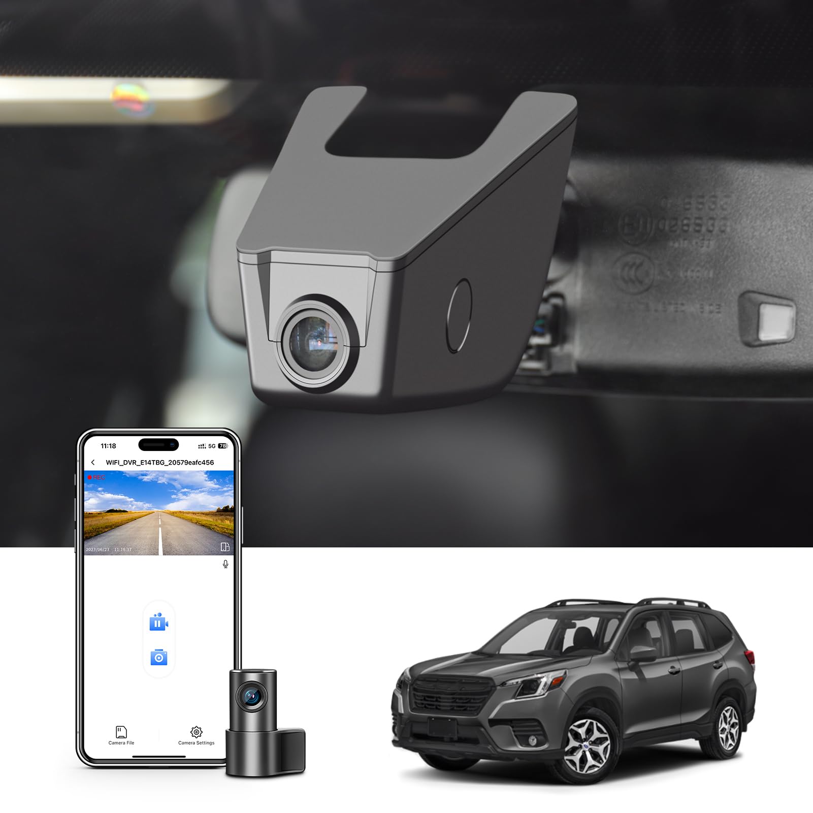 Mangoal Front 4K & Rear 1080P Dash Cam Custom fit for Subaru Forester 2016-2024(Model A),Base Limited Premium Sport Touring Wilderness etc, Integrated OEM Look,UHD 2160P Video, App & WiFi,128GB Card