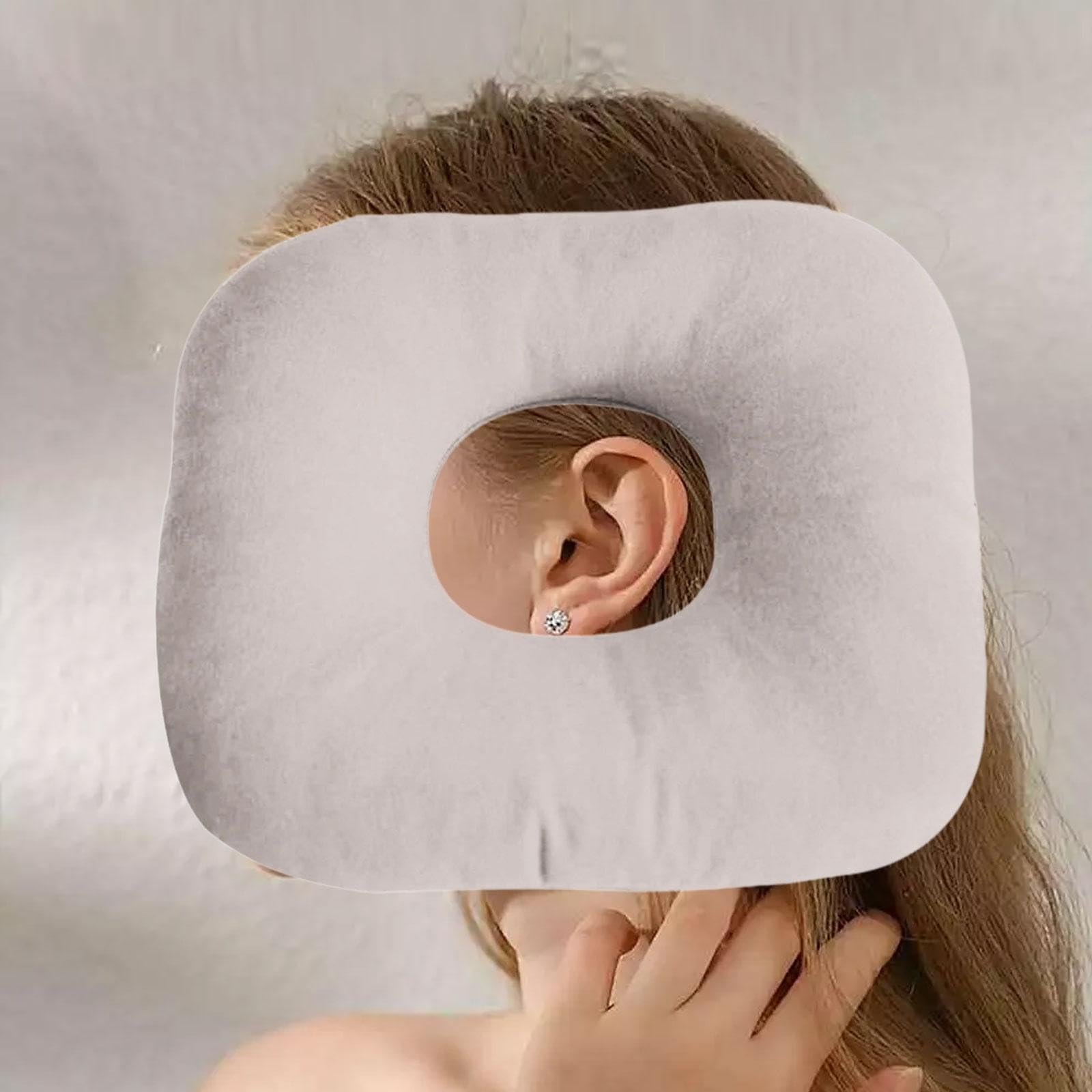 Cuscino ergonomico per orecchini, design traspirante con foro centrale per dormire, ufficio, viaggi, comodo supporto per piercing all'orecchio, uso multiuso