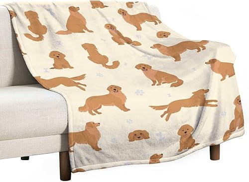 Miniatura 6 de Manta Golden Retriever de 30 x 40 pulgadas, manta de franela de forro polar suave, ligera, cómoda, cálida manta temática Golden Retriever para