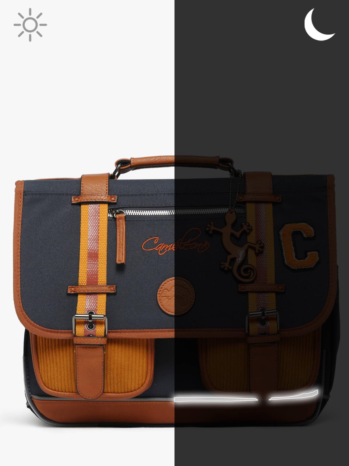 Cameleon Cartable scolaire maternelle et CP Bleu 35cm Vintage Urban avec 2 compartiments - Idéal pour l'école primaire et la rentrée scolaire pour fille et garçon