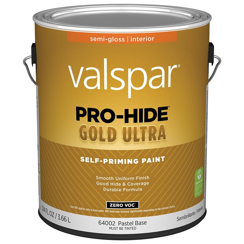 Valspar 64002 Pastel Base Pro-Hide Gold Ultra Interior Super One Coat Primer, Semi-Gloss, 5 Gallon