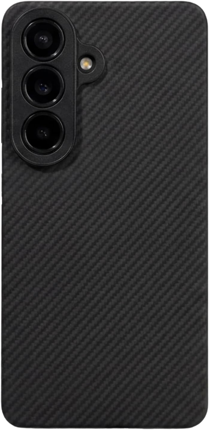 CaseBorne Thinborne Compatible with Galaxy S26 Case, [Premium Aramid Fiber] [Qi2 and Mag Magnetic] [Extremely Thin] [Minimalist Style] [Carbon Fiber Textures] - Black