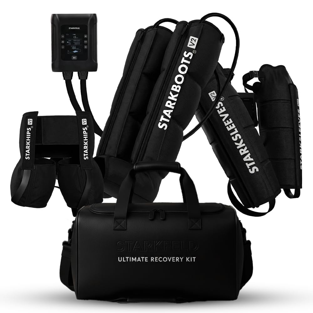 STARKBOOTS® V2 Ultimate Recovery Kit Kompressionssystem BOOTS SLEEVES HIPS Ledertragetasche 4h Akku Größe M