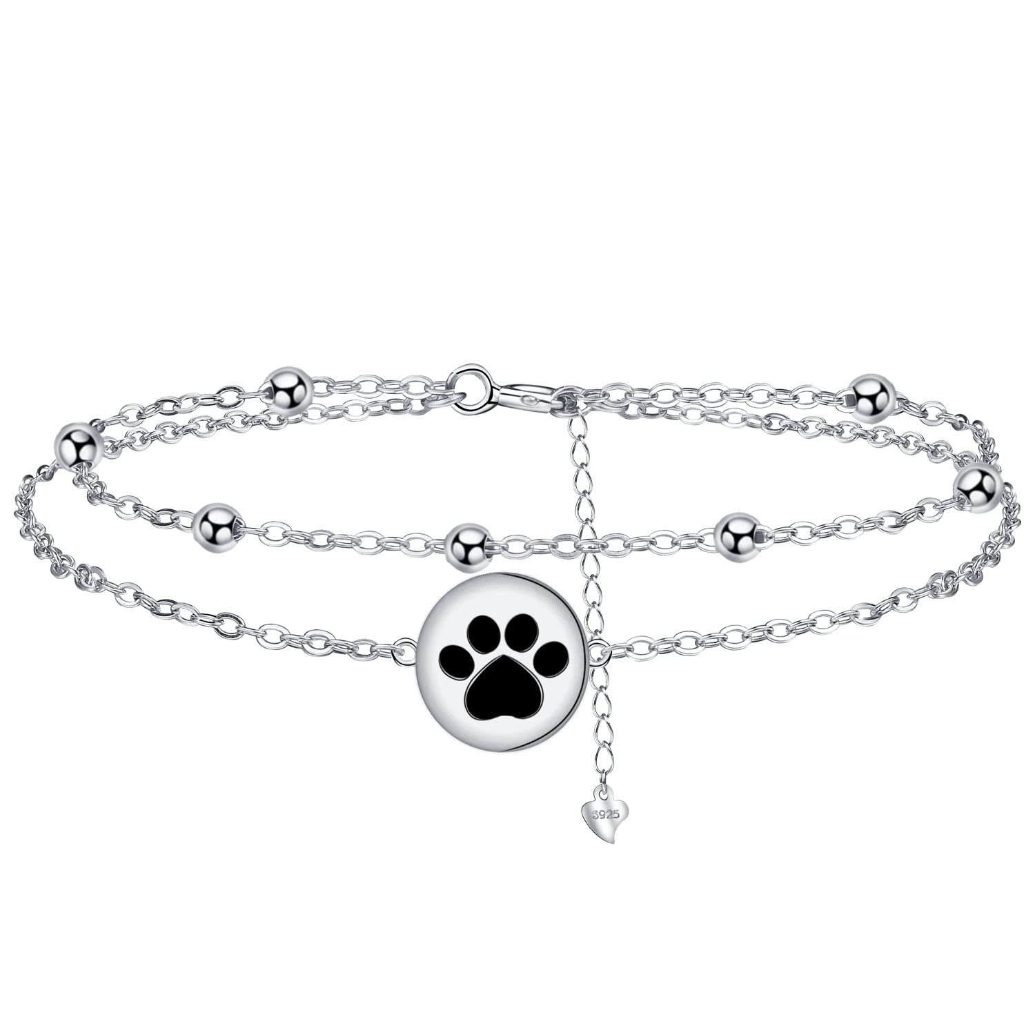 J.MUEN Bracciale in Donna Argento 925 Serie a doppia catenacon Scatola Regalo,Elegante e Moderno Regalo Perfetto per Donne