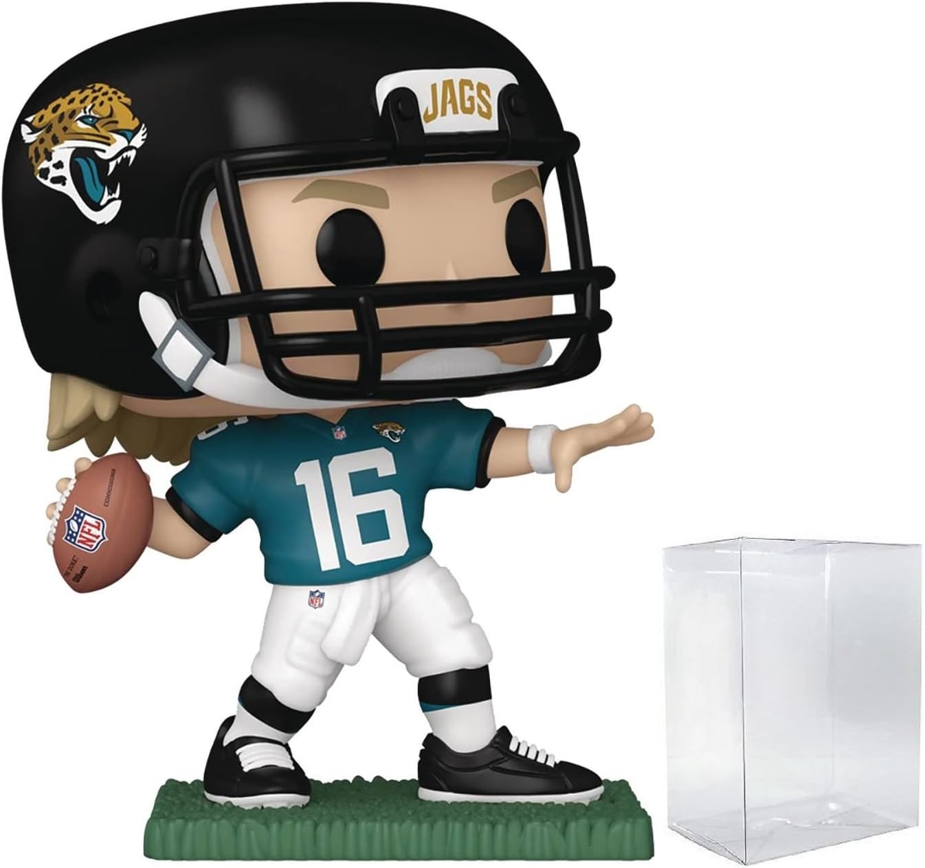 POP Football: Jaguars - Trevor Lawrence Funko Vinyl Figure (Bundled with Compatible Box Protector Case), Multicolor, 3.75 inches