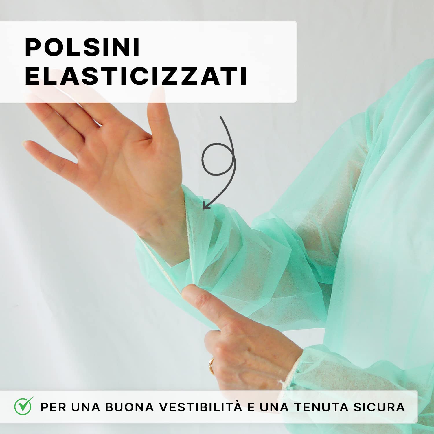 ARNOMED Camici monouso PP verde M 115x137cm 10 sztuk 23g/m²