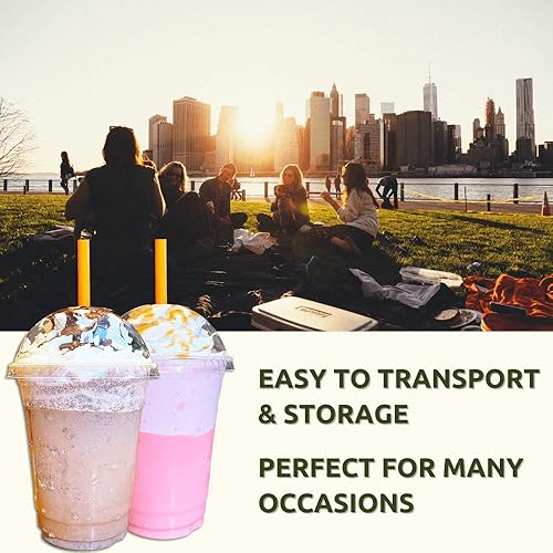 Miniatura 7 de Vasos de plástico transparente de 12 onzas con tapas de cúpula, 100 juegos de tazas desechables para fiestas para café helado, bebidas frías,
