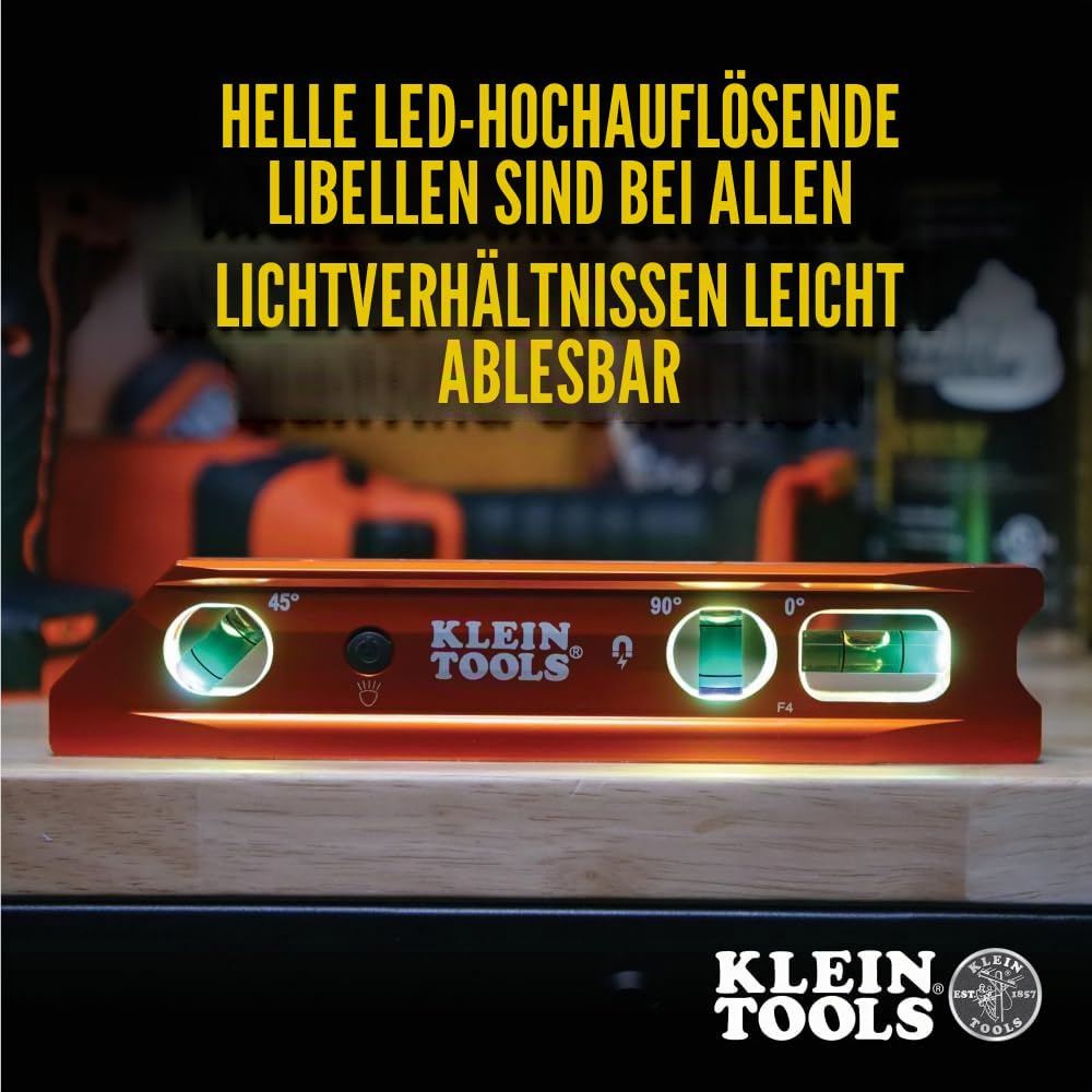 Klein Tools 935RBLT Torpedo Wasserwaage mit LED - Anzeige, Orange