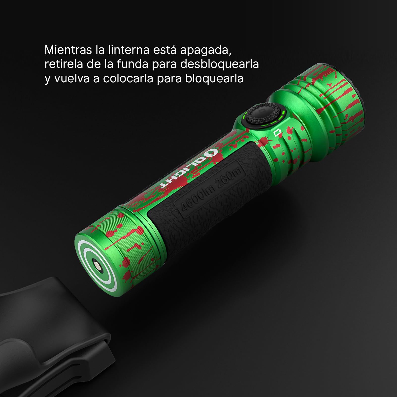 OLIGHT Seeker 4 Pro LED 4600LM 260M Recargable Funda de USB-C o Carga Magnética con Sensor Alta Potencia IPX8 Potente Linterna Largo Alcance de Comping y Senderismo (Blanco Frío, Zombie Verde)