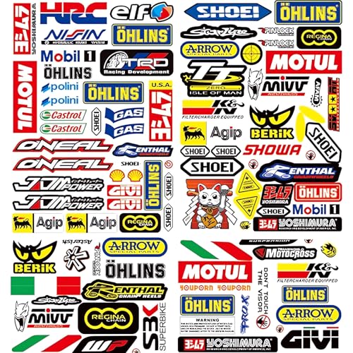3 Feuilles Sticker Moto Course Autocollant Moto imperméables Autocollant Motocross Stickers Moto Sponsors Autocollant Moto Sponsor Kit Autocollant Course Pour Motos,...