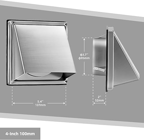Miniatura 5 de FRESH SPEED - Salida de ventilación de pared externa de 4 pulgadas con solapa acolchada antirretorno