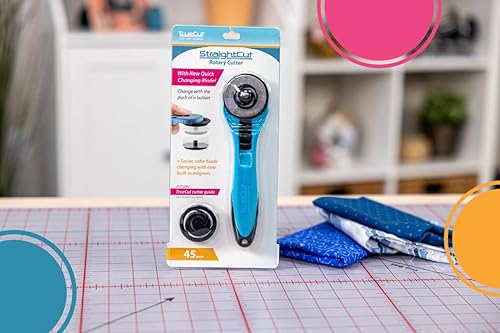 Miniatura 6 de TrueCut Cortador giratorio recto – Cortador de rueda ergonómico de 1.772 in para tela y manualidades – zurdo o diestro – Regla de guía y guía –