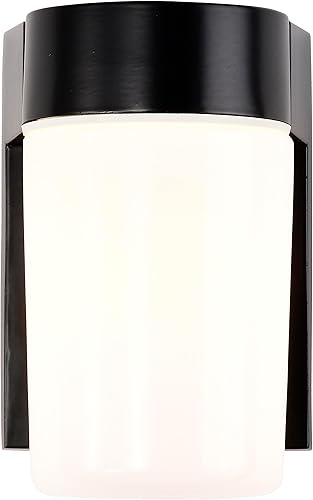 Miniatura 6 de Nuvo Lighting SF77138 - Lámpara de techo de aluminio fundido a presión para exteriores para porche y patio con cilindro de vidrio blanco, Bronzotic