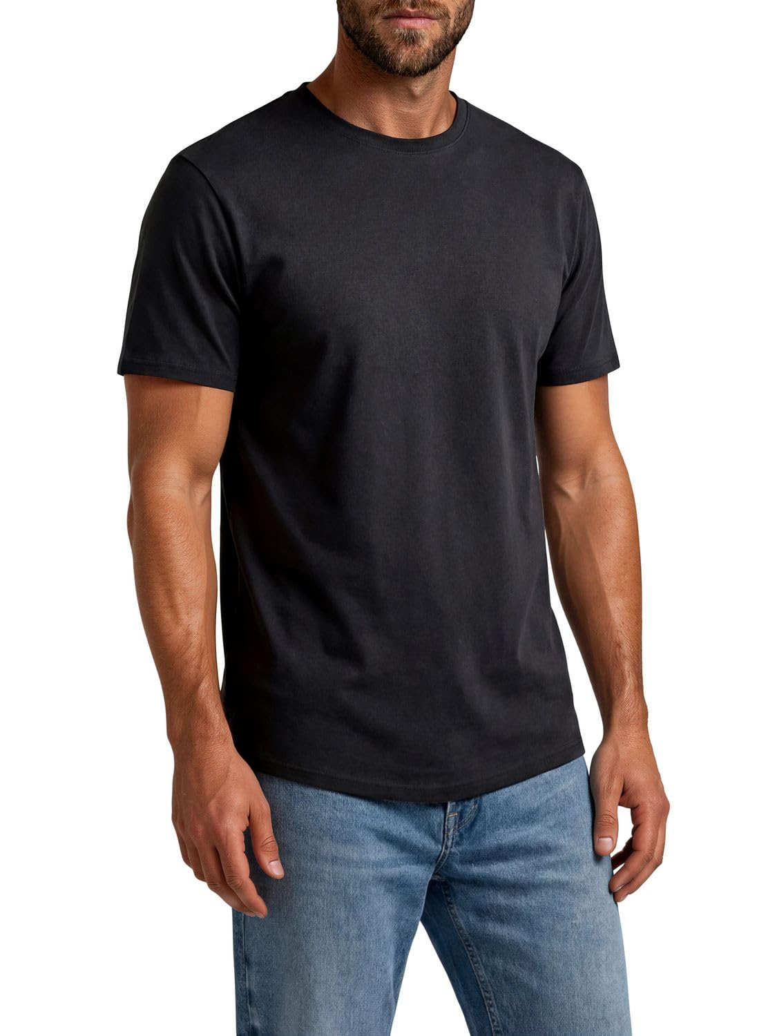 Only & Sons Tshirt Herren Regular Fit ONSJEFF LONGY 5er Set Pack lang geschnitten Rundhals Kurzarm Sommer Tee Shirt Basic Schwarz Weiß Blau Beige Grau Grün S M L XL XXL 3XL - 2