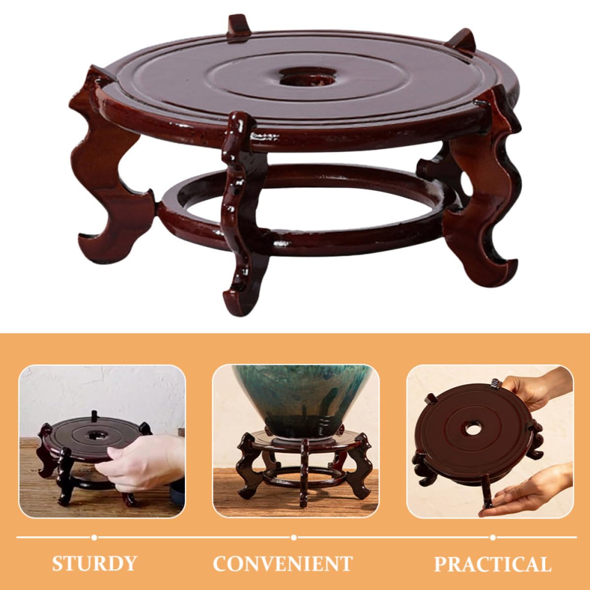 Soporte y Rústico para Pequeñas Patas Madera de Macetas Pedestal Decorativas Elevador para Plantas Interior Hogar