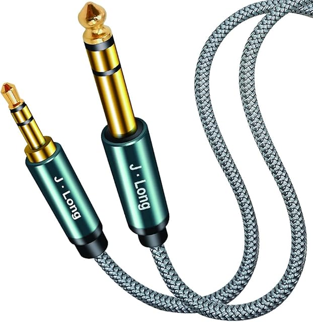 3.5mm to 6.35mm Stereo Audio Cable 3M,JLONG Nylon Braid 1/4 to 1/8 Audio Cable,3.5mm Male to 6.35mm Male TRS Audio Cable Compatible for iPod, Laptop,Home Theater Devices, and Amplifiers (3m)