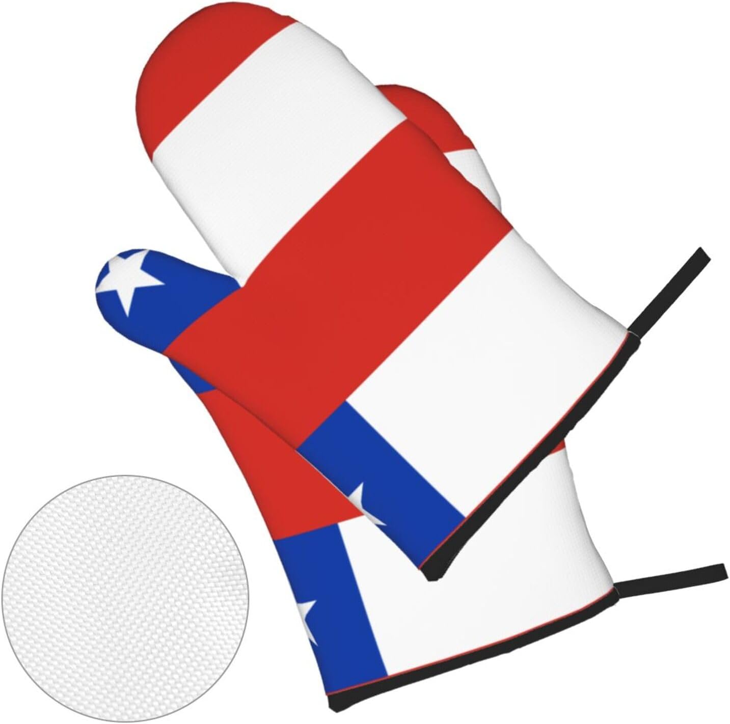 Flag of Chile Oven gloves and heat-resistant mat 4-piece set. Suitable for grilling, microwave oven frying, and baking