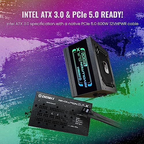 ENERMAX REVOLUTION D.F. X Alimentatore 1200W ATX Completamente Modulare - Compatibile Con ATX 3.0 e PCIe 5.0-105°C Condensatori Giapponesi - Efficienza 80 PLUS Gold - 10 anni di garanzia ERT1200EWT - Alimentatore - Immagine 4