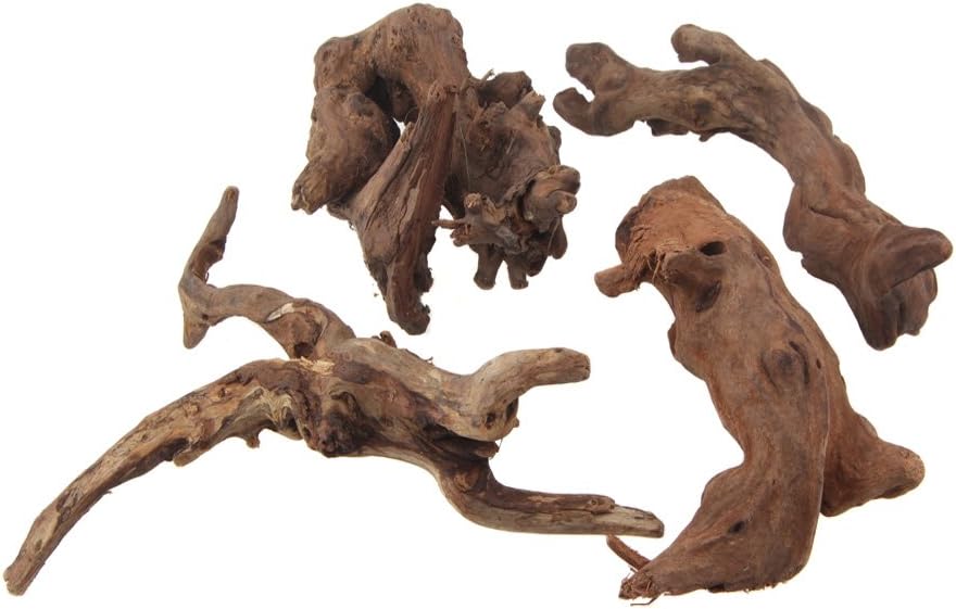 Natural Driftwood Branches Reptiles Aquarium Decoration Assorted Size,Small,4 Pieces