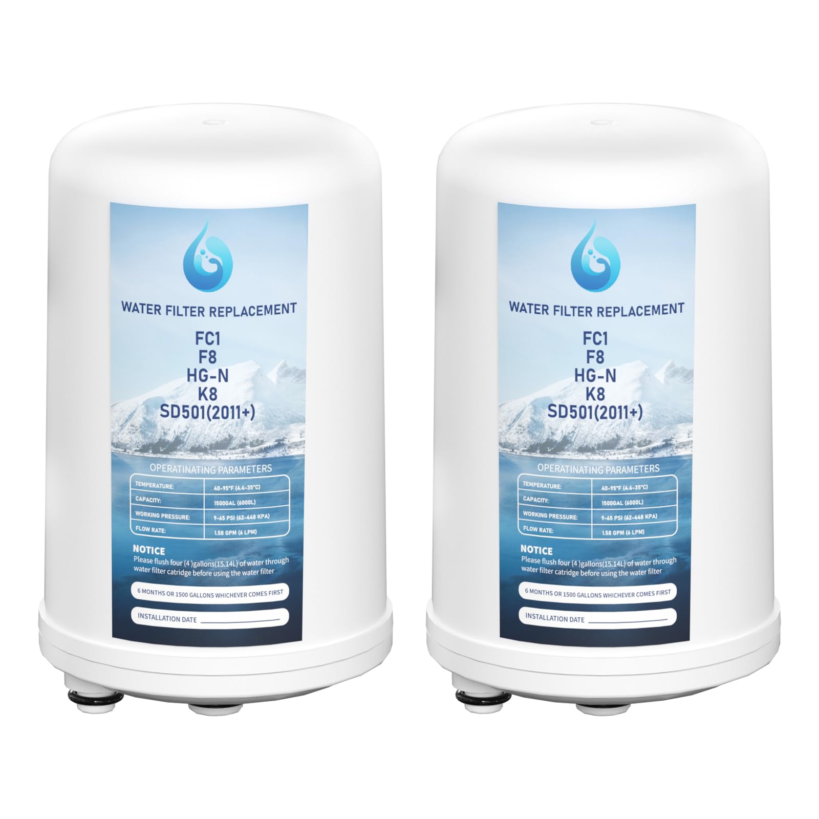 Photo 1 of HG-N FC1 F8 Water Filter Replacement Compatible with Enagic Leveluk F8 and HG-N Filters for K8 and SD501 (2011+), JRIV Machine Machines, 2 Pack
