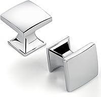 Vista 1 de Paquete de 10 manijas de 1 pulgada, cuadradas cromadas pulidas para gabinetes, pomos cromados para cajones, tiradores cromados para gabinetes