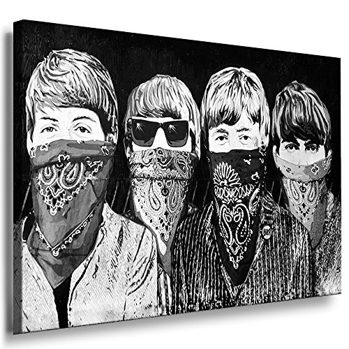 Fotoleinwand24 – Banksy Graffiti Art Beatles / AA0091 / Image sur châssis / Noir et Blanc / 150 x 100 cm - Les Beatles, Paul McCartney, John Lennon, RIngo Starr, George Harrison Fotoleinwand24 - Banksy Graffiti Art Beatles / AA0091 / Image sur châssis / Noir et Blanc / 150 x 100 cm