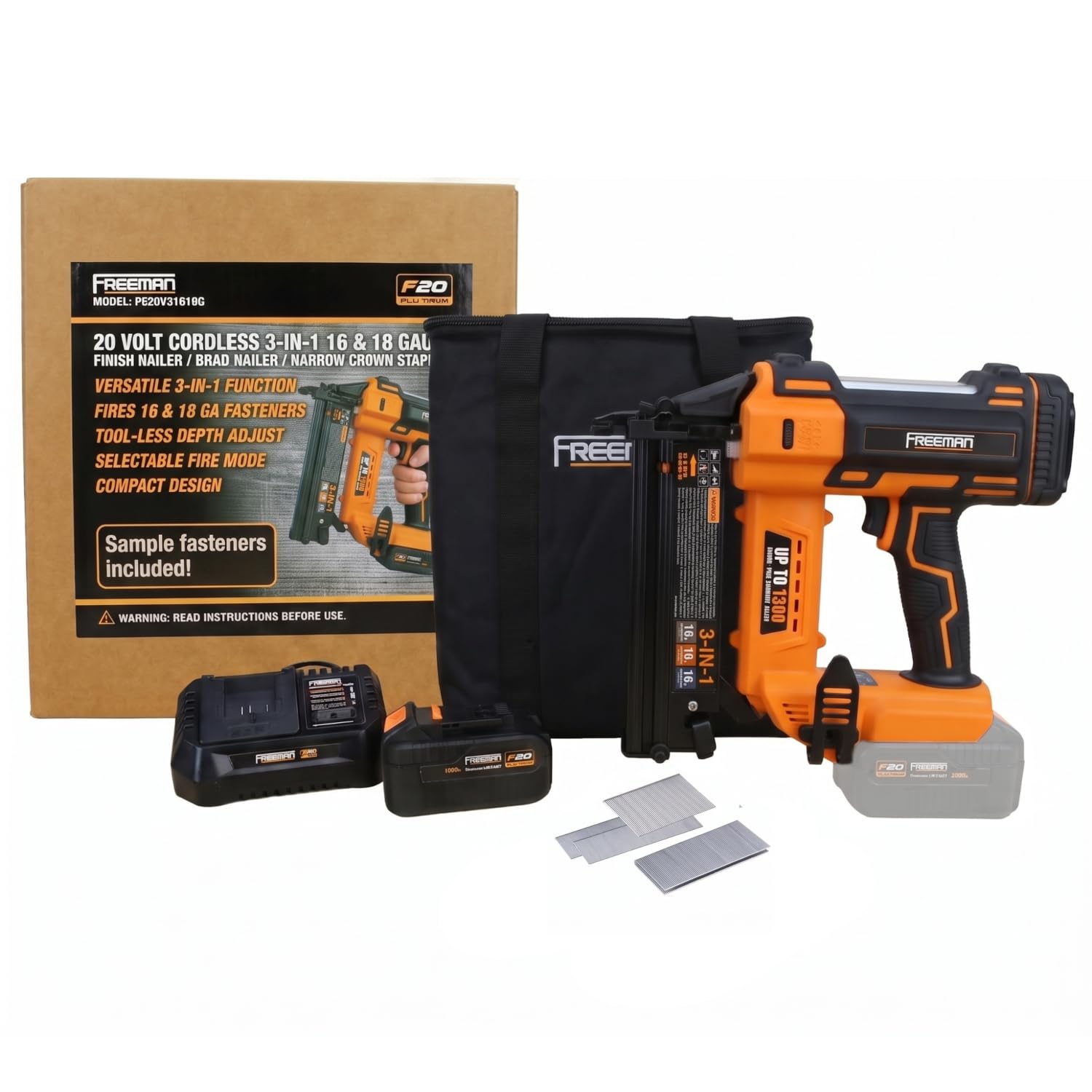 Freeman 20V Cordless Nailer Kit - 1300 Shots! -10