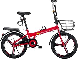 WOLWES Adult Folding Bike,Folding City Bike High Carbon Steel Height Adjustable Folding Bike with Front and Rear Fenders for Men Women and Teens