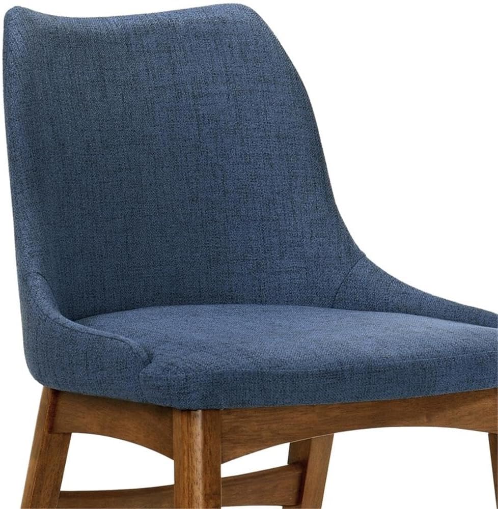 Armen Living Azalea Blue Fabric and Walnut Wood Dining Side Chairs - Set of 2