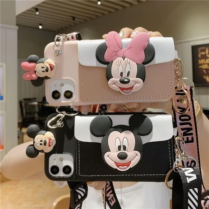 Miniatura 6 de Funda para Galaxy S20 Plus, diseño de cachorro de Mickey Minnie Mouse, bonita bolsa de tarjetas de dibujos animados, cuerda oblicua, de poliuretano