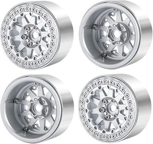 Miniatura 8 de RCLIONS Ruedas Beadlock RC de 2.2 pulgadas, llantas de aluminio de 1.378 in para AXIAL Wraith RR10 TRX4 110th RC Crawler Truck Car (azul)